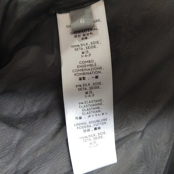 Reed Krakoff Gray Silk Dress Size 8 Blouson Chiffon Overlay Print Asymmetric - Picture 15 of 16